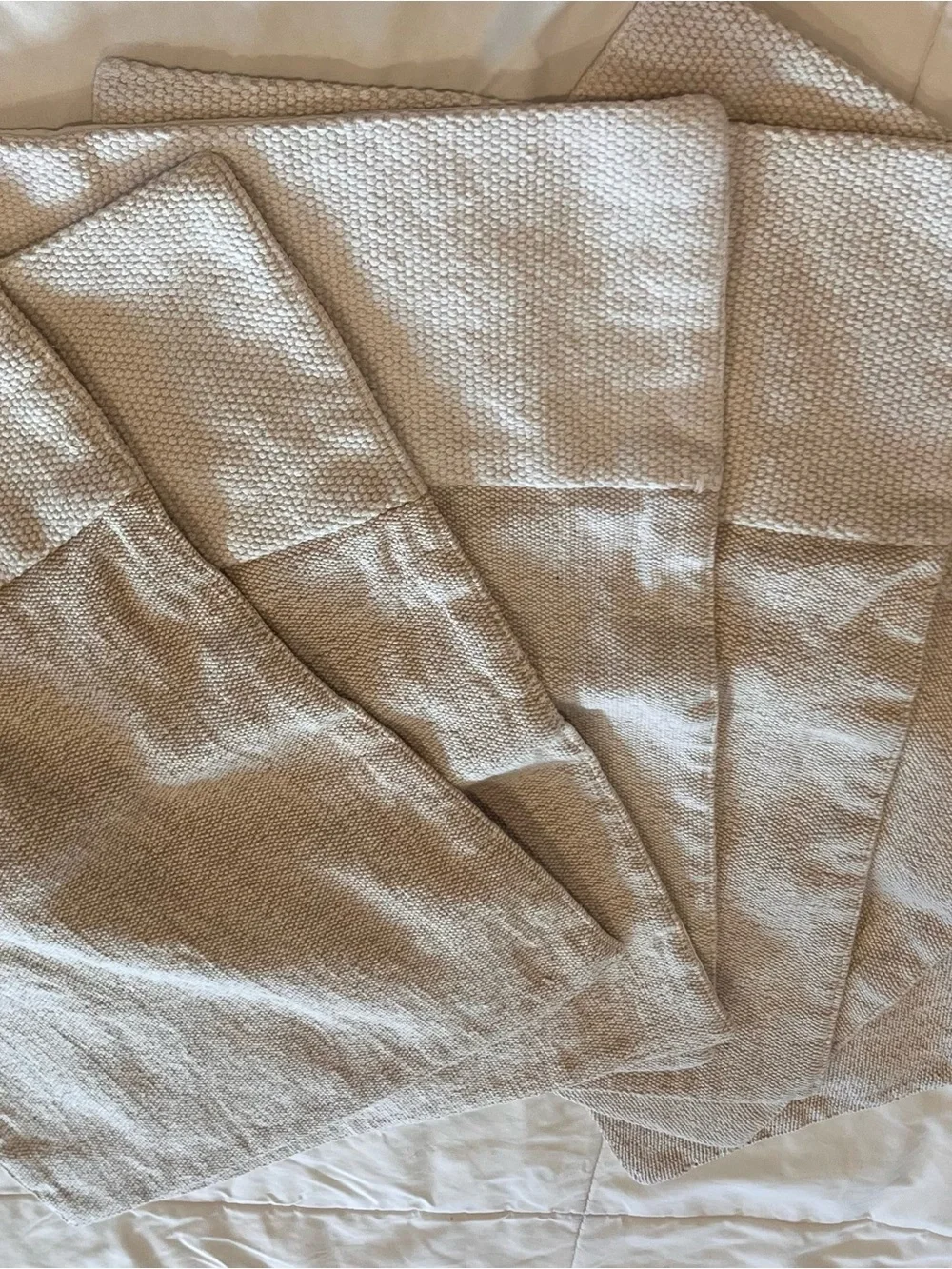 Set of 7 Natural Linen Look Placemats Beige Woven Coastal  Boho Lined